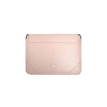 Guess Saffiano Triangle Logo klēpjdatora soma 16" - rozā