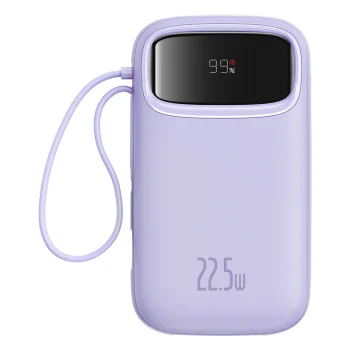 Baseus Qpow2 20000mAh 22,5W barošanas banka ar diviem kabeļiem un digitālo displeju + Baseus Simple USB-C 3A kabelis...