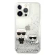 Чехол Karl Lagerfeld Liquid Glitter Karl & Choupette для iPhone 13 Pro / 13 - Серебристый