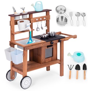 Детская деревянная грязевая кухня ECOTOYS с аксессуарами