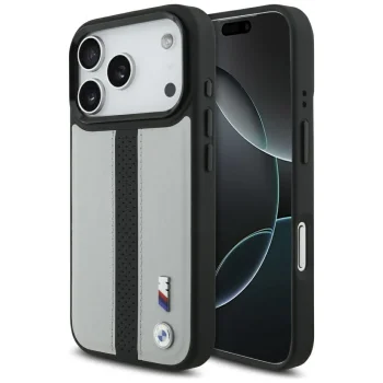 BMW iPhone 17 Pro vāciņš M Perforated Stripe Logo MagSafe, pelēks