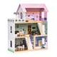 Трехэтажный деревянный кукольный домик ECOTOYS с террасой и мебелью