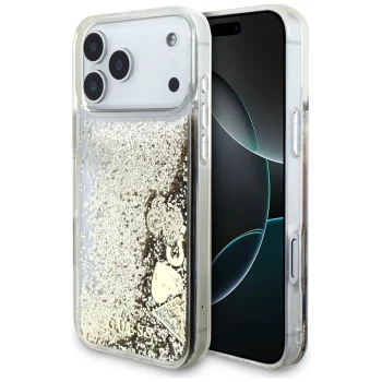 Guess Liq. Glitter 4 Charms Phone Case Cover iPhone 17 Pro - Gold