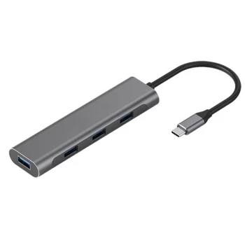 Адаптер Extra Digital USB-C на 4 x USB 3.0, серый