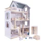 Bērnu spēļu koka leļļu māja ar mēbelēm konstruktors, 80cm | Wooden Play Dollhouse with Furniture