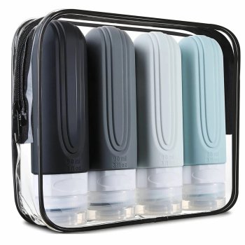 Силиконовые дорожные флаконы 100 мл для самолета и путешествий