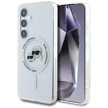 Чехол Karl Lagerfeld Button Karl & Choupette Heads MagSafe для Samsung Galaxy S25, белый