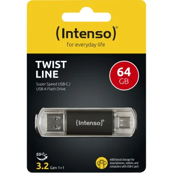 USB-флешка Intenso Twist Line 64 ГБ USB-C и USB-A, антрацит