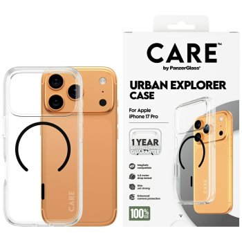 CARE by PanzerGlass Flagship Urban Explorer Case w. Black MagSafe iPhone 17 Pro - Transparent