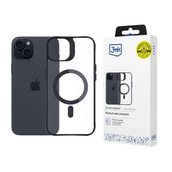 Чехол 3mk Satin Armor MagCase для iPhone 15 с MagSafe, прозрачный/черный