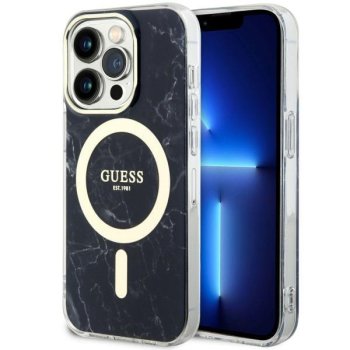 Guess iPhone 14 Pro Max Case Marble MagSafe, Black