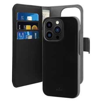 Puro iPhone 14 Pro Max Wallet Detachable MagSafe 2in1 Case, Black
