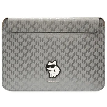 Чехол для ноутбука 14" Karl Lagerfeld Saffiano Monogram Choupette, серебристый