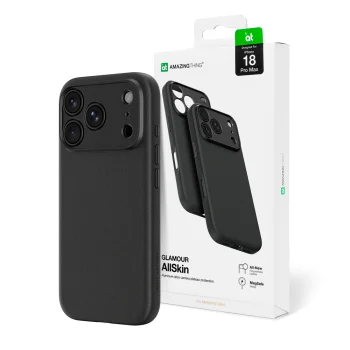AmazingThing Glamour AllSkin vāciņš iPhone 18 Pro Max ar kameras aizsargu un MagSafe, melns