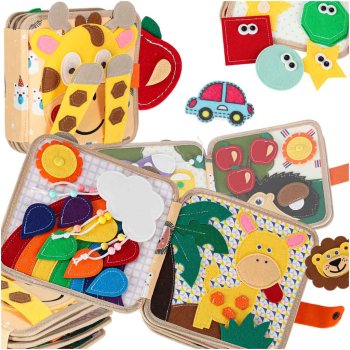 Attīstošā filca sensorā grāmatiņa bērniem Žirafe