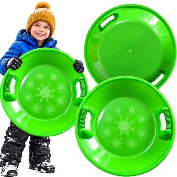 Round plastic snow saucer with handles, 62 cm, green
