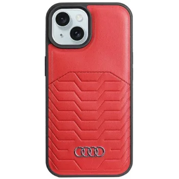 Audi iPhone 15 Plus / 14 Plus Case Synthetic Leather MagSafe, Red