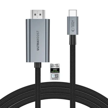 Tech-Protect UltraBoost USB-C uz HDMI 2.1 kabelis 200 cm 8K 60Hz - Pelēks