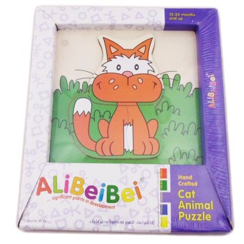 Wooden Cat Puzzle for Toddlers, 3-Piece Chunky Jigsaw Toy