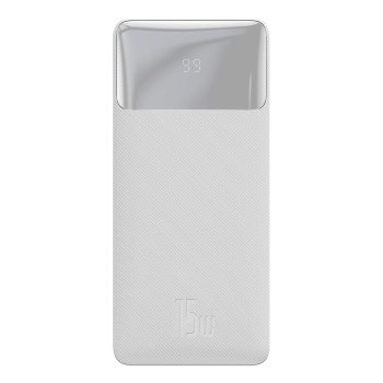 Baseus Bipow powerbank with display 10000mAh 15W white (Overseas Edition) + USB-A - Micro USB cable 0.25m white...