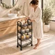 Mobilais metāla plaukts uz riteņiem ModernHome, 4 plaukti, melns