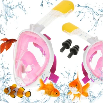Foldable Full-Face Snorkeling Mask, S/M, Pink