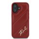 Apple iPhone 16 6.1\'\' Karl Lagerfeld Diagonal Quilted Script Cover Case, Red