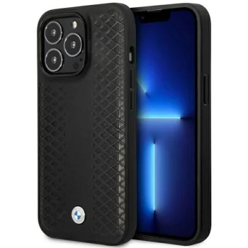 Чехол BMW для iPhone 14 Pro Max BMHMP14X22RFGK Leather Diamond Pattern Черный