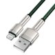 USB uz Lightning kabelis Baseus Cafule CALJK-A06 2.4A 1m Zaļš