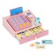 Wooden Toy Cash Register for Kids with Scanner, Play Money and Card
