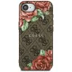 Guess 4G Flowers Print MagSafe vāciņš iPhone 16e, brūns