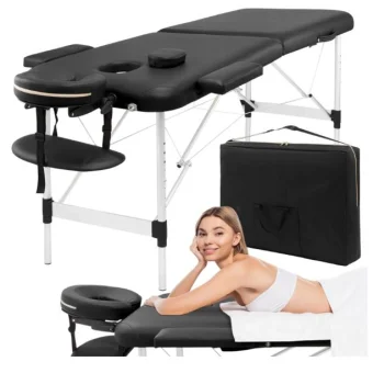 4FIZJO saliekams alumīnija masāžas galds 60 cm, melns