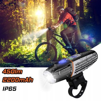 Waterproof Rechargeable Bicycle Front LED Light Lamp, 450 lm