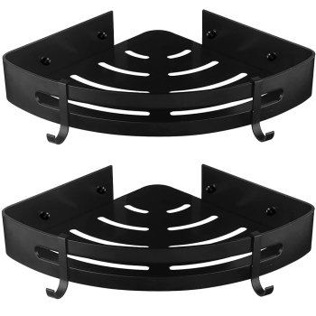 2x Угловая полка для ванной под душ – черный матовый