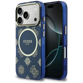 Guess IML Peony Dot MagSafe MagCase iPhone 17 Pro telefonam – zils | Phone Case Cover