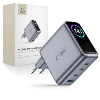 Сетевое зарядное устройство Tech-Protect PowerVision NC140W-GaN 140W, темно-серое
