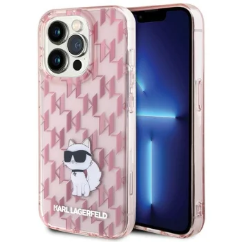 Чехол Karl Lagerfeld Monogram Choupette для iPhone 15 Pro, Розовый