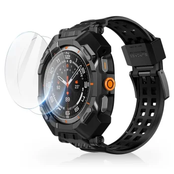 SUPCASE UNICORN BEETLE PRO & RŪDĪTS STIKLS 2-PACK SAMSUNG GALAXY WATCH ULTRA (47 MM) BLACK | TEMPERED GLASS