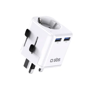 Универсальный сетевой адаптер SBS 2x USB-A 2500W, белый