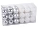 Christmas Tree Baubles, White and Silver, Unbreakable, 36 pcs Set, 3 cm