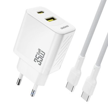 Dudao A27 MaxC 35W GaN sienas lādētājs ar USB-C kabeli – balts