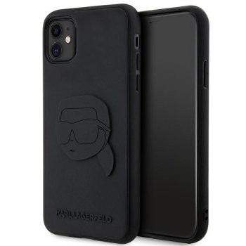 Karl Lagerfeld iPhone 11 / XR vāciņš Rubber Karl Head 3D, melns