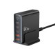 Tech-protect DC80W-GAN 6-PORT PD80W/QC3.0 uzlādes stacija – melna