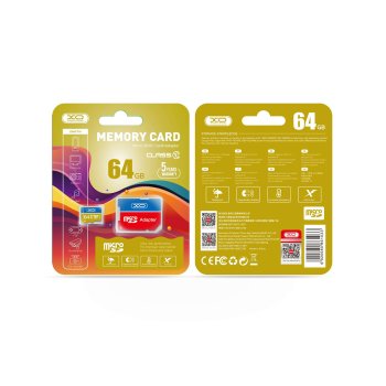 XO 64GB microSDXC Class 10 atmiņas karte ar adapteri, dzeltena