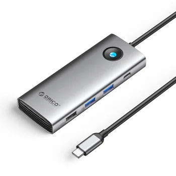 Orico PW11 8in1 USB-C dokstacija, HDMI 4K 60Hz, VGA, RJ45, PD 100W, pelēka