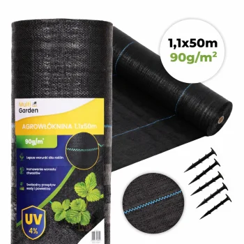 Черное агроволокно Multigarden от сорняков 90 г/м² 1.1x50 м с колышками