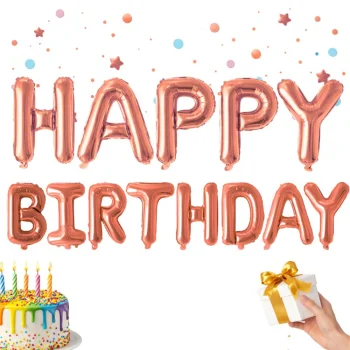 Фольгированные воздушные шары гирлянда Happy Birthday, 13 шт., розовые