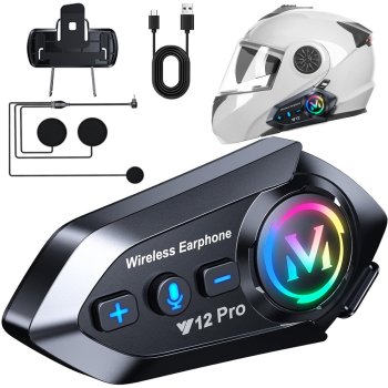Motorcycle Bluetooth Intercom Y12 Pro Helmet Headset Voice Assistant