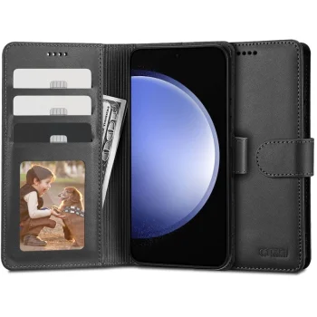 Samsung Galaxy S23 FE (SM-S711B/DS) Tech-Protect Wallet Book Case Cover, Black | Telefona Vāciņš Maciņš Apvalks...