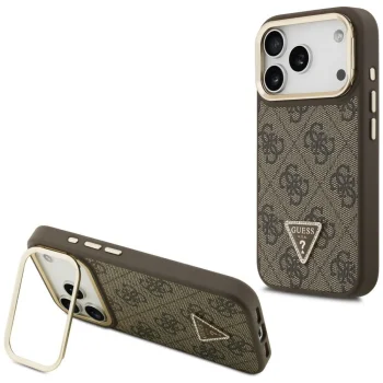 Чехол Guess 4G PU Triangle Logo & Stand Camera MagSafe для iPhone 17 Pro, коричневый